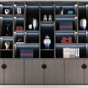 新中式装饰柜3D模型下载